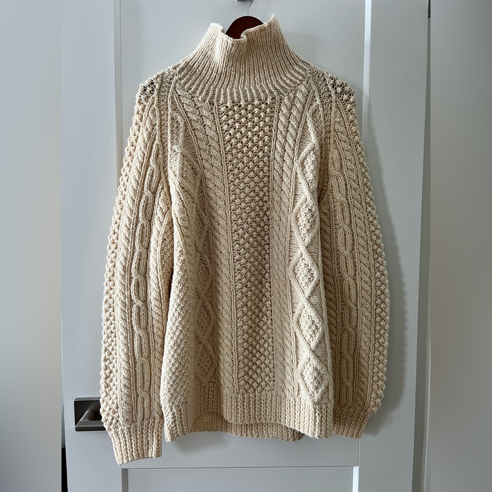 Vintage Irish Wool Cable Knit Fisherman Sweater